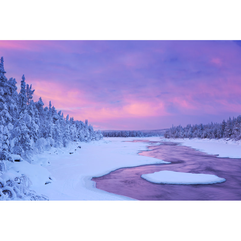 Sunrise Over River Rapids In A Winter by Sara_winter - Wrapped Canvas Print, 51cm H x 76cm W