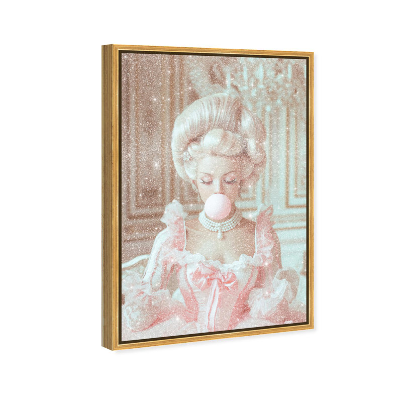 Oliver Gal Bubble Queen Glam - Diamond Dust Framed Canvas Art, 30" H x 20" W, Gold