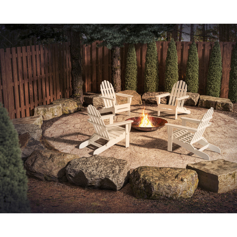 4-Piece Classic Folding Adirondack Conversation Set, White