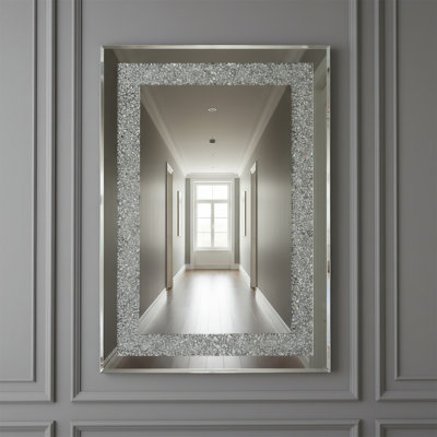 36x24-inch Crystal Rhinestone Rectangular Wall Mirror