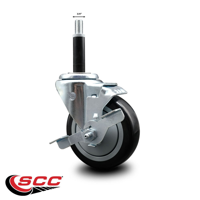 Roulettes pivotantes extensibles en poly 3/4 po avec frein SCC