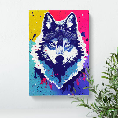 Wolf Dripping Paint No.4 Abstract - Wrapped Canvas