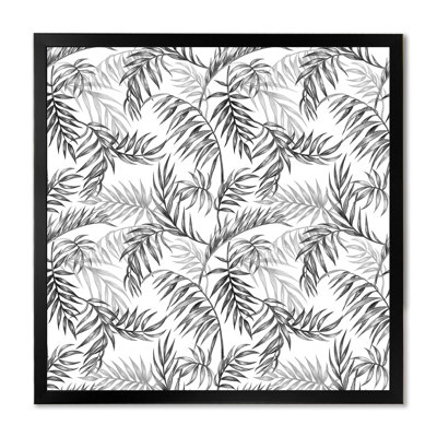 «Black and White Palm Leaves On White», reproduction d'art sur toile à motifs