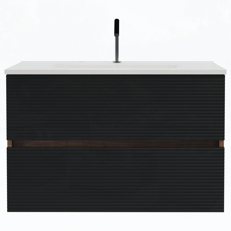 Meuble-lavabo 30 po avec lavabo, Noir / brun