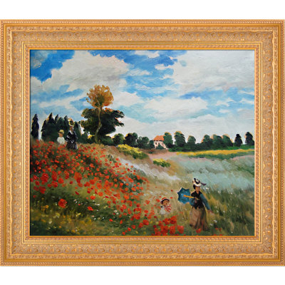 «Alan Poppy Field in Argenteuil» par Claude Monet - peinture sur toile encadrée