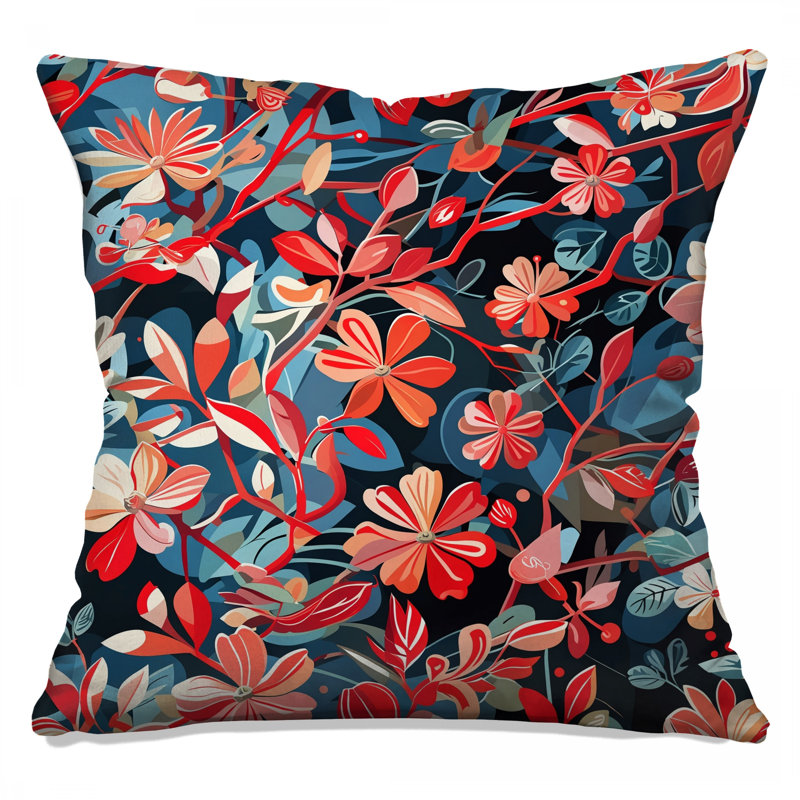 Coussins décoratifs Vibrant Floral Illustration, 14 X 14 pouces