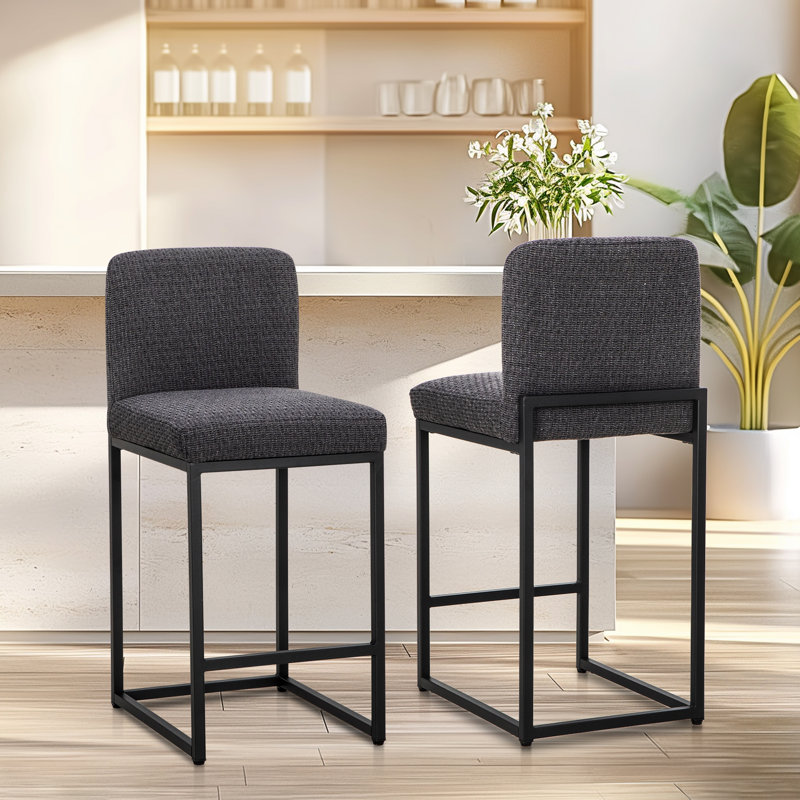 Ensemble de 2 tabourets de bar Smart Chenille, Jaune