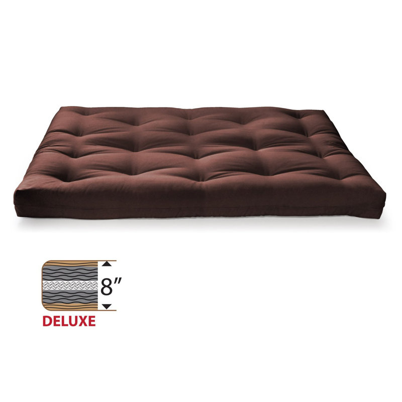 Matelas futon de taille double en coton 8 po, Brun