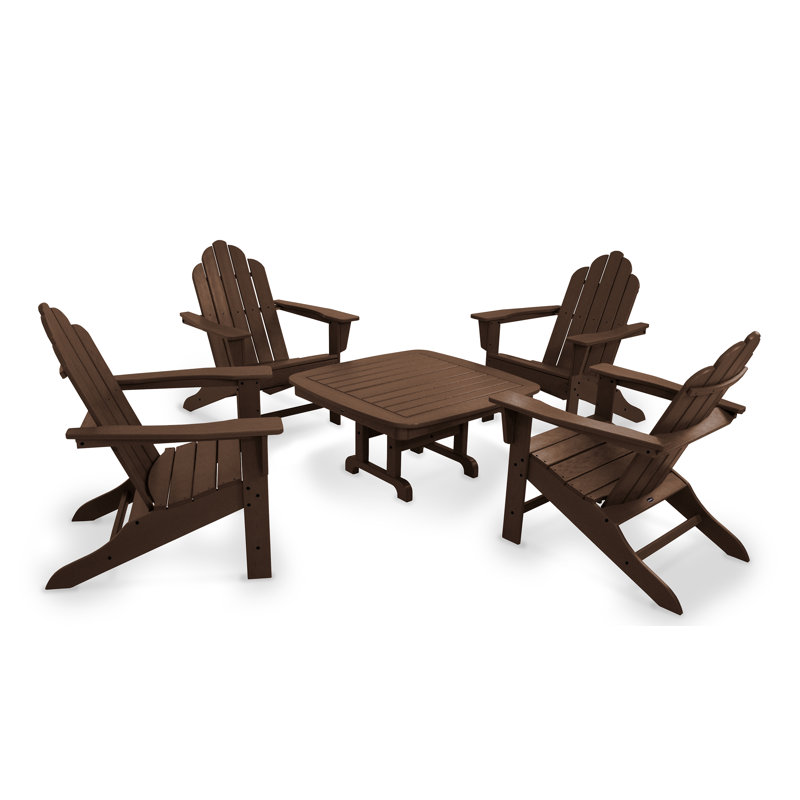POLYWOOD Long Island Adirondack 5-Piece Conversation Group, Mahogany