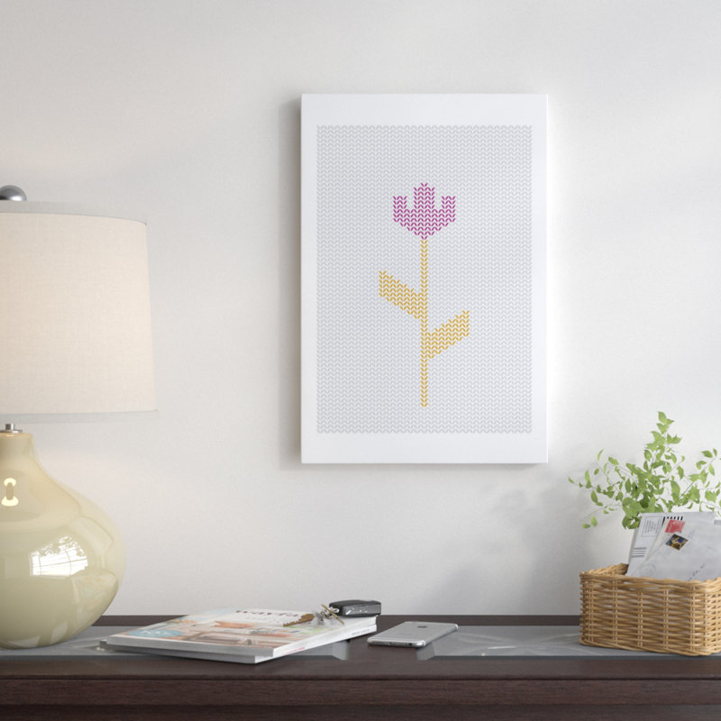 «Sewn Flower» par Flatowl - impression sur toile tendue, H 18 po x l 12 po x P 1,5 po, Toile tendue, Pas de tapis