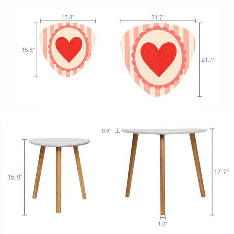 Ensemble de 2 tables basses gigognes Triangle Red Heart