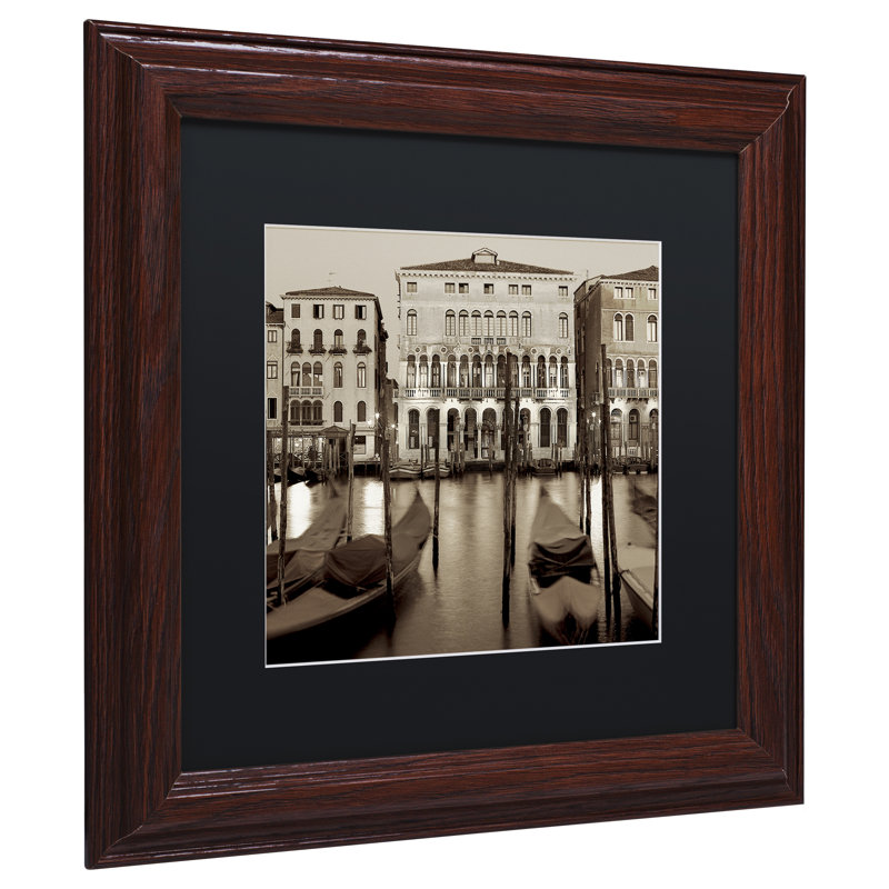 Alan Blaustein Venezia I, reproduction de photo encadrée, H 11 po x l 14 po x P 0,5 po, Noir, Toile avec cadre brun