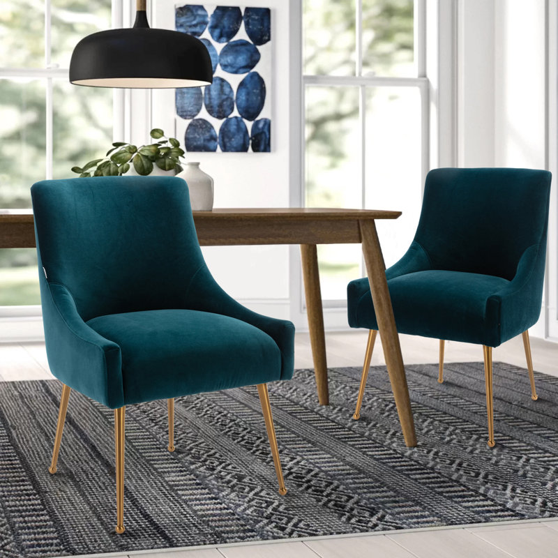 Johileny Velvet Side Chair, Green Lake Velvet
