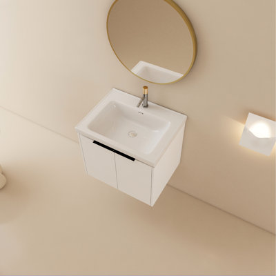 Meuble-lavabo mural de 24 po avec lavabo à fixation murale, pratique et pratique 24 po