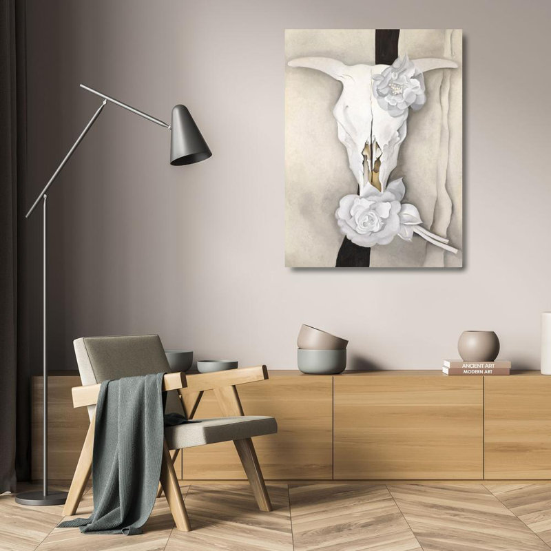 Cow's Skull with Calico Roses