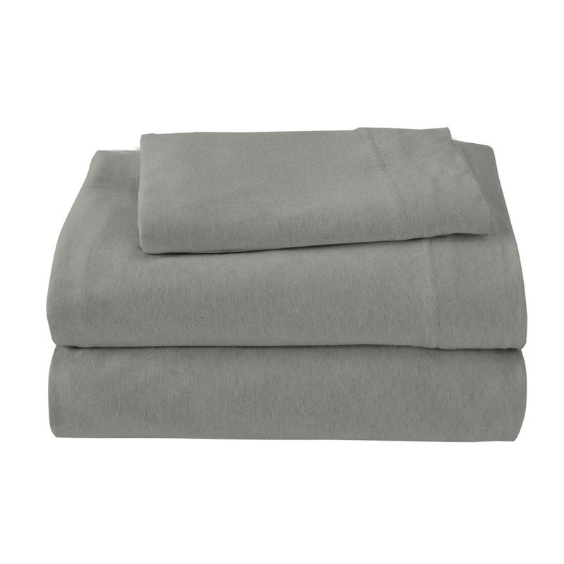 Brooklyn Flat Jersey Knit Sheet Set, Dark Gray, Twin Sheet Set with 1 Pillowcase