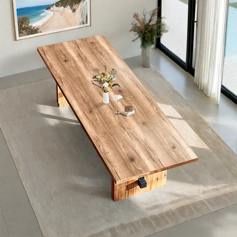Table de salle à manger rectangulaire en bois massif, H 29,53 po x L 86,61 po x l 35,43 po