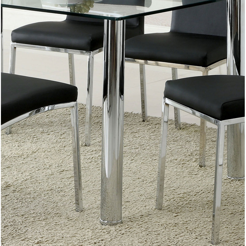 Glass Top Metal Base Dining Table