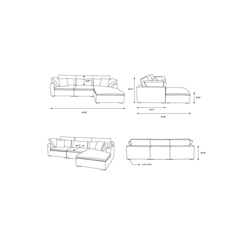 Larine 130" 3 - Piece Modular Upholstered Sectional
