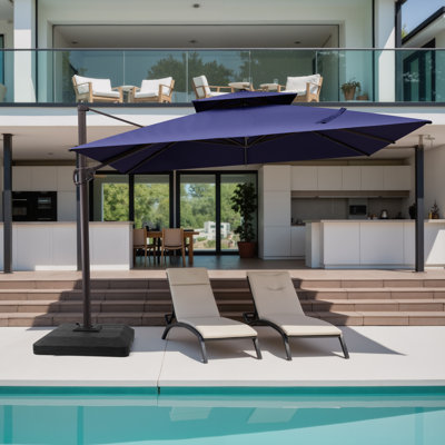 Parasol de patio en porte-à-faux carré 11 pi x 11 pi avec base