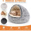 Lit-grotte à capuchon pour chat, lit douillet rond pour chat avec auvent - Coussin lavable amovible - Nid douillet pour chat-974445124-974445123