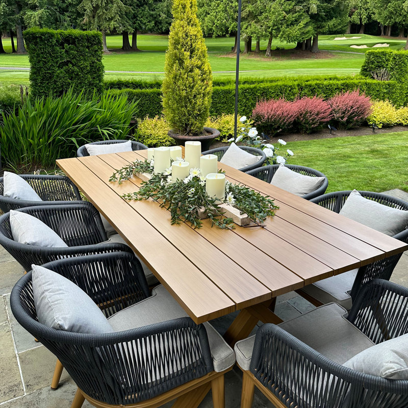 Braylin 8 - Person Wicker Patio Dining Set with Rectangular Table , Cushions Included