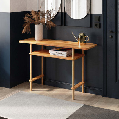 Table de canapé en bois massif avec 2 tablettes - parfaite pour les salons