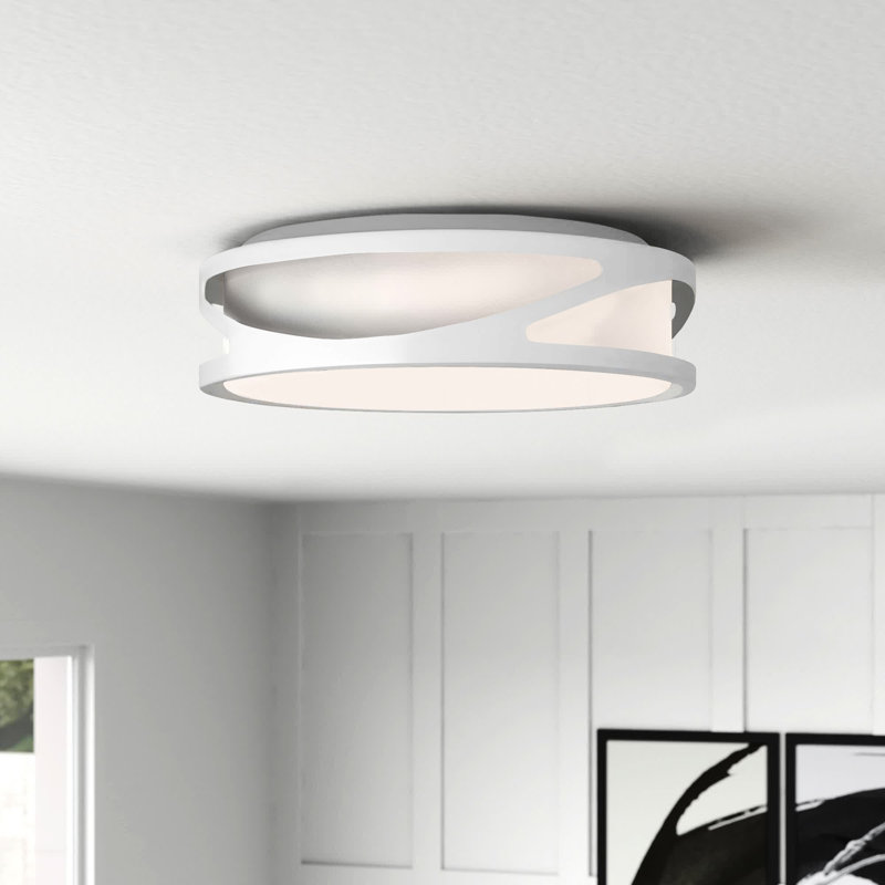 Lucia LED Flush Mount, White, 4" H x 14" W x 14" D, 3000K