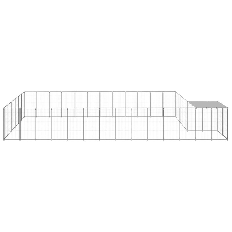 Popel 43.31cm H Metal Yard Kennel With Door, Silver