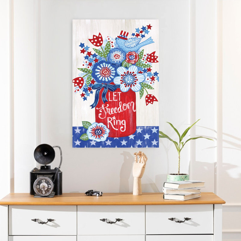 «Let Freedom Ring Flowers», art contemporain abstrait, H 24 po x l 16 po