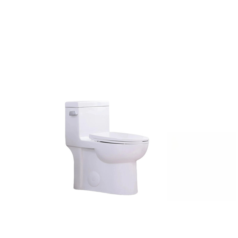 1.28 GPF Tornado Flush One-Piece Elongated Toilet, ADA Comfort Height, Soft Closing Seat, Gloss White