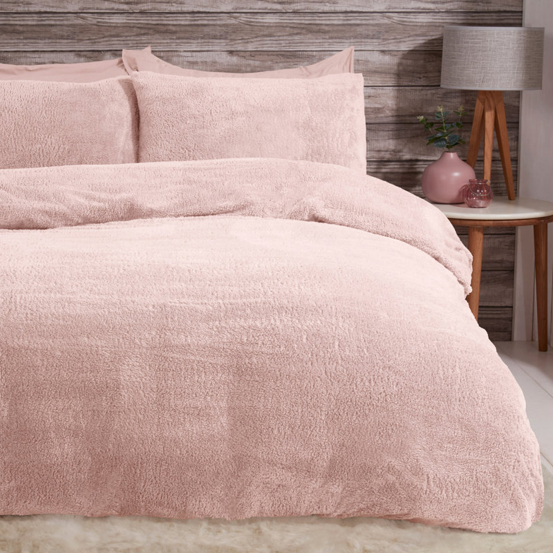 Livinia Polyester Solid Colour Duvet Cover Set with Pillowcases Included, Single - 1 Standard Pillowcase, Blush