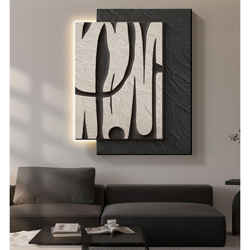 Bande de grès tridimensionnelle de style zen avec peintures murales peintes claires, H 39,37 po x l 31,5 po x P 1,77 po