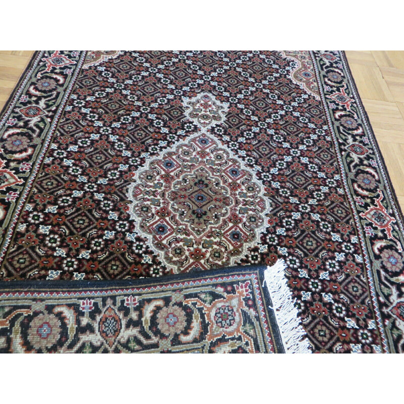 Tapis brun noué à la main de conception unique 2 pi 8 po x 4 pi 11 po Harrogate