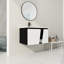 Meuble-lavabo mural flottant 32 po avec lavabo simple et porte d'armoire à fermeture en douceur, durable et élégant pour les salles de bain modernes