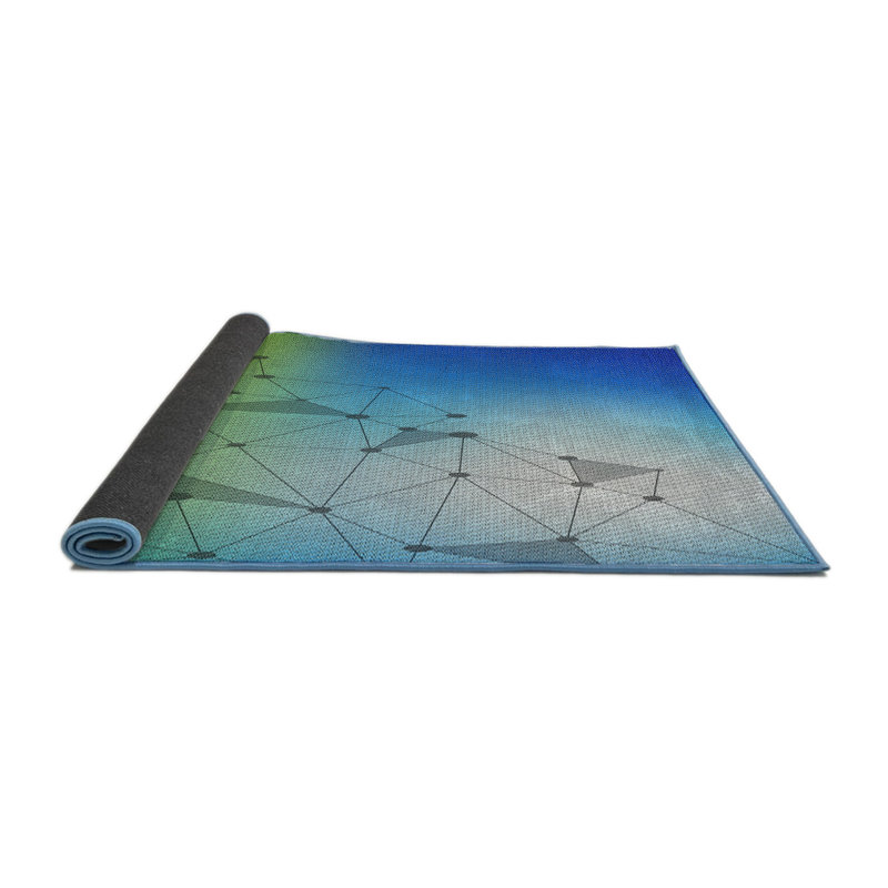 Tapis décoratif bleu géométrique, Rond 8 pi