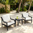 Marlo Teak Outdoor Two-person Patio Set With Cushions And Side Table