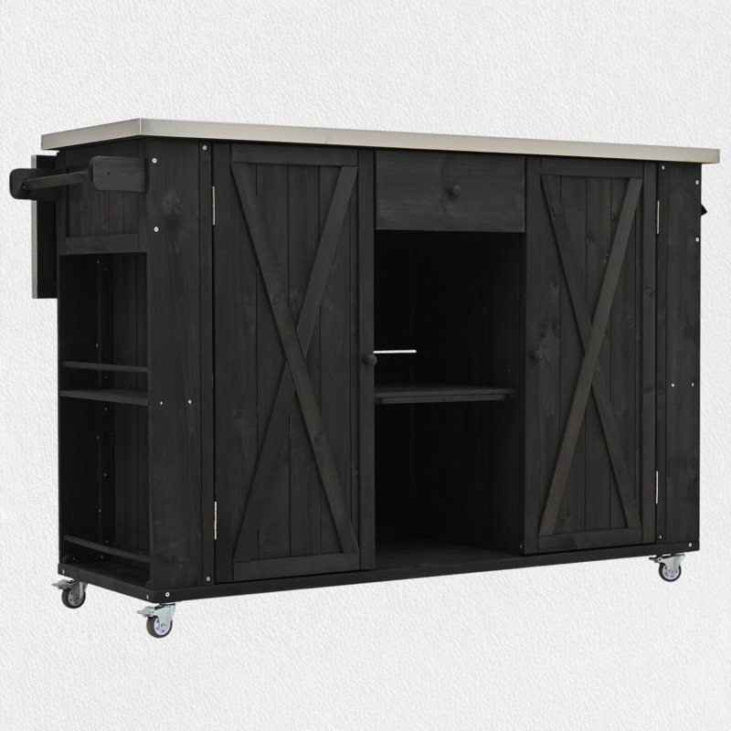 Îlot de cuisine extérieur avec roues verrouillables, Noir