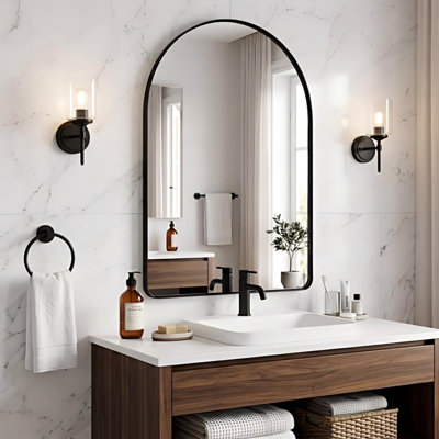 Elegant Arched Bathroom Vanity Mirror – Premium Stainless Steel Frame