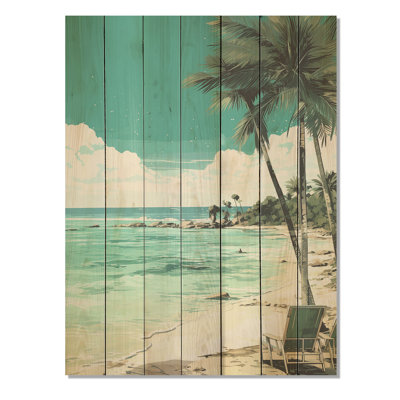 Chaise Island Serenity par The Beach - Coastal Tropical sur bois