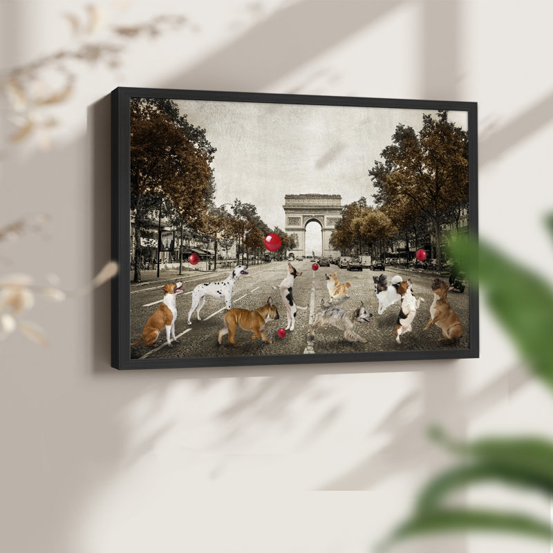 Ave des Champs -Framed Print - Restickable, 16" H x 20" W, Black
