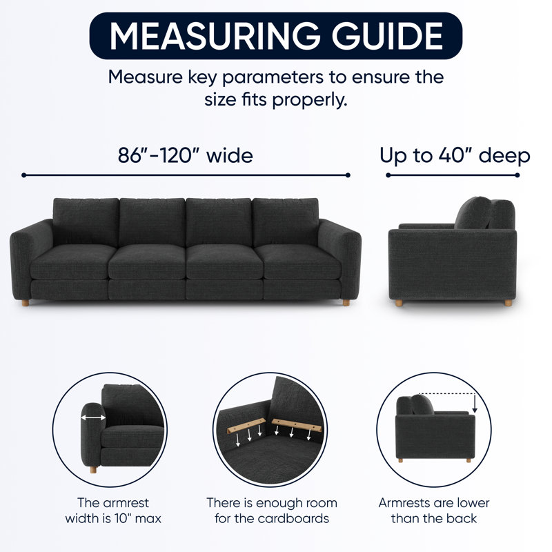 Stretchy Slipcover for Sofa - Durable & Stylish - Printed Collection, Marble Griege, 120" W