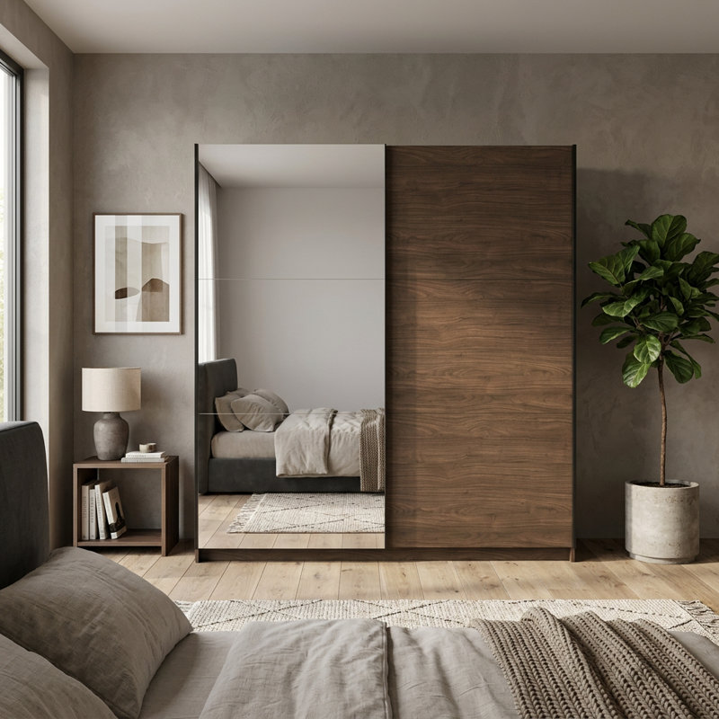Laminate Wardrobe, 525.78cm H x 509.52cm W x 156.21cm D, Walnut