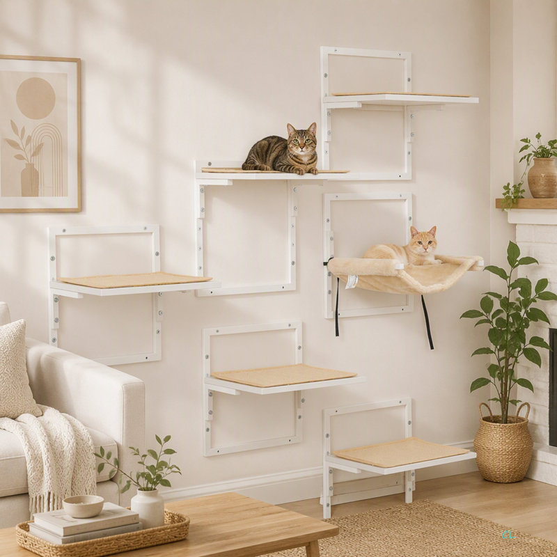 Ensemble de tablettes murales pour chat 6 pièces Pawhut