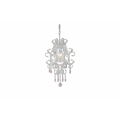 Transitional 1-Light Chrome Chandelier With Clear Crystals