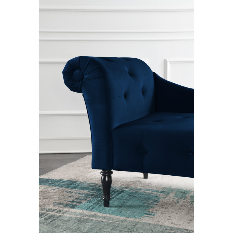 Scalise Upholstered Chaise Lounge, Midnight Blue