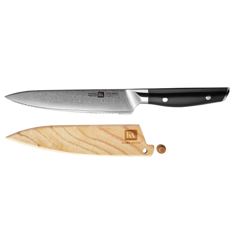Couteau utilitaire dentelé 6 po Klaus Meyer Luxor (avec gaine en bois)
