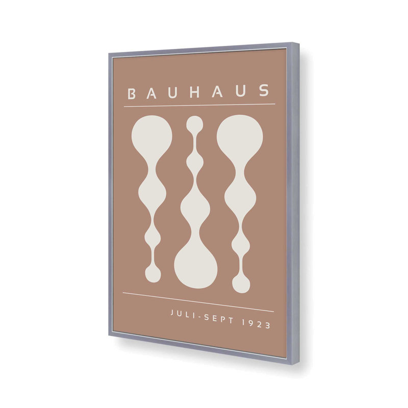 Affiche brune rétro Bauhaus II, Chrome poli, H 15,25 po x l 12,25 po x P 1,25 po