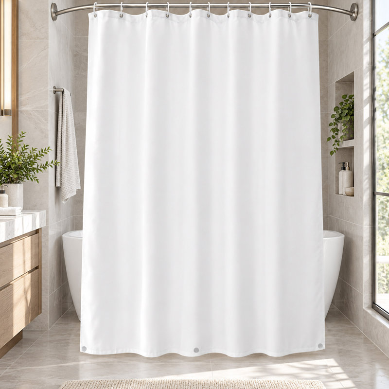 Doublure de rideau de douche imperméable 72 po x 72 po avec ourlet magnétique blanc
