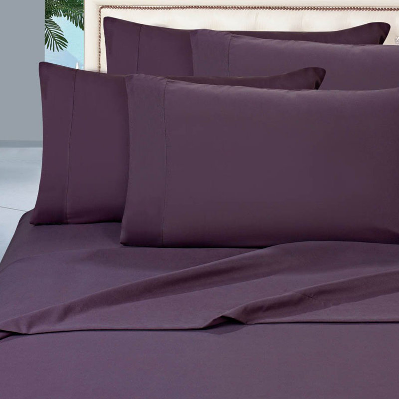 Elegant Comfort Luxurious 1500 Premium Hotel Quality Microfiber Three Line Embroidered Softest Bed Sheet Set, Wrinkle and Fade Resistant
